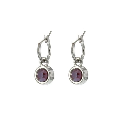 Biba Oorhangers zilver met steen Dark Red