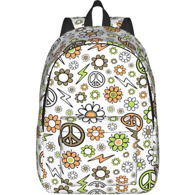 Vrede Bloemig Liefde Patroon Rugzak Sport Student Wandelen Reizen Regenboog Lgbt Dagrugzak voor Mannen Vrouwen Laptop Computer Canvas Tassen M