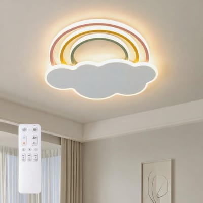 LED Plafondlamp voor Kinderen met Regenboog Wolkenontwerp, Dimmer en Afstandsbediening, 40 W, 3400 LM, Nachtlamp met Timer voor Slaapkamer en Kinderkamer, Kleurtemperatuur 3000 K-6500 K