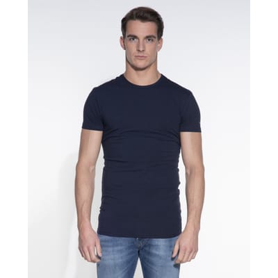 Slater 6510 - Stretch 2-pack T-shirt ronde hals korte mouw navy S 95% organisch katoen 5% elastan