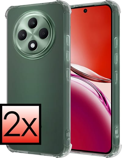 Hoesje - 2 Stuks - Geschikt voor Oppo Reno 12 F - Sterk & Shockproof - Siliconen Case - Back Cover - Telefoon Hoes Shock Proof - Transparant