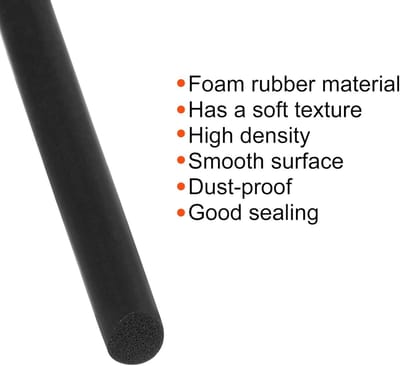 Afdichtingsstrip van siliconenschuim, 2,5 mm diameter en 5,5 m lengte, ronde schuimrubberen afdichtstrips van massief rubber, schuimbuizen voor doe-het-zelvers, zwart