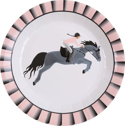 Santex Feest wegwerpbordjes - paarden thema - 10x stuks - 23 cm - paardrijden themafeest