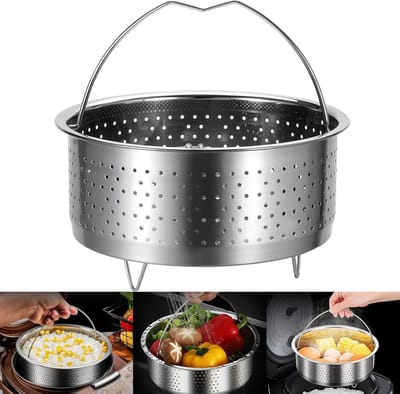 Ronde Stoominzet RVS voor Pannen en Rijstkokers met Handvat (22 cm)