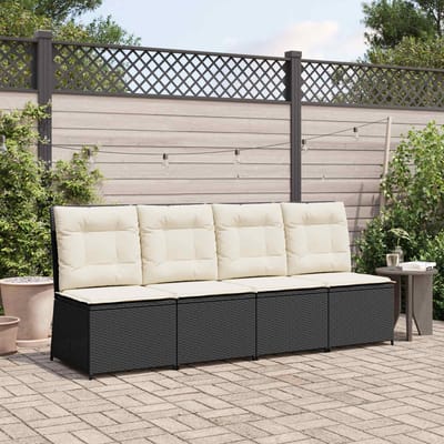 vidaXL - Tuin - Sofa - Zwart - en - Crème - Wit - poly - rattan