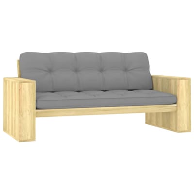 vidaXL - Tuinbank - met - grijze - kussens - 179 - cm - geïmpregneerd - grenenhout