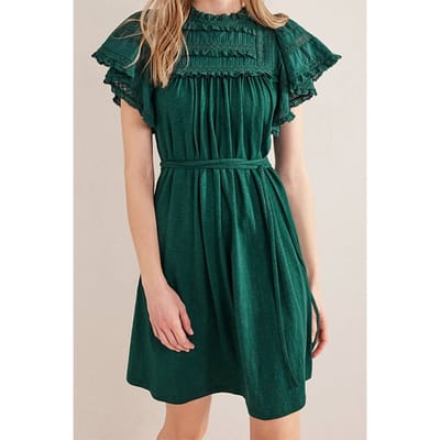 Boden Trim Detail Jersey Mini Dress Emerald Night Größe: 14R | Minikleider Outlet | Damen | Schwarz