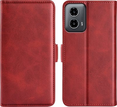 MobyDefend Hoesje - Geschikt voor Motorola Moto G34 - Luxe Wallet Book Case (Sluiting Zijkant) - Rood