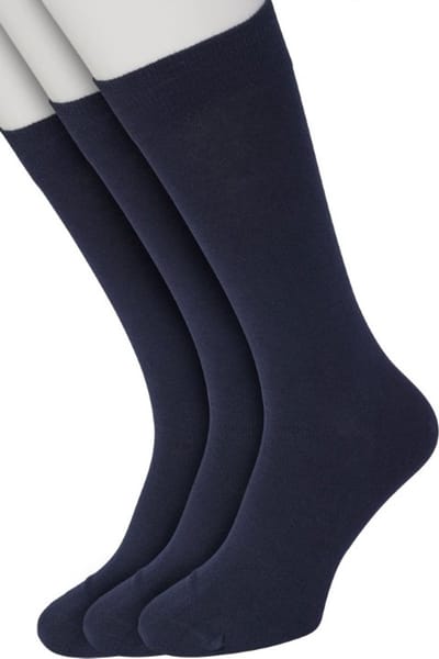 Bonnie Doon Basic Sokken Heren Donker Blauw maat 47/52 - 3 paar - Basis Katoenen Sok - Gladde Naden - Brede Boord - Uitstekend Draagcomfort - Perfecte Pasvorm - 3-pack - Multipack - Effen - Dark Blue - OL6324013.111