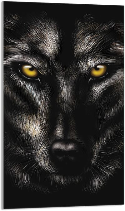 TMK ArtDeko - Glazen Snijplank - 30x52 cm - Wilk Motief - Beschermplaat