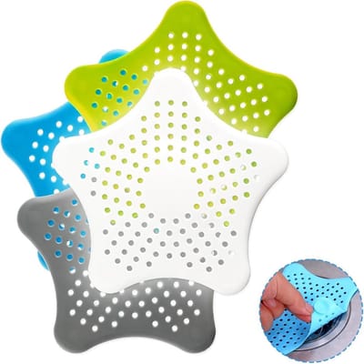 longziming -Universele Afvoerzeef - Haarvanger Stop - Siliconen Zeef - 5-Punts Druksystem - Verstoppingspreventie - Silicone - Flexibele Constructie - Voor Douche En Bad - 4 Stuks