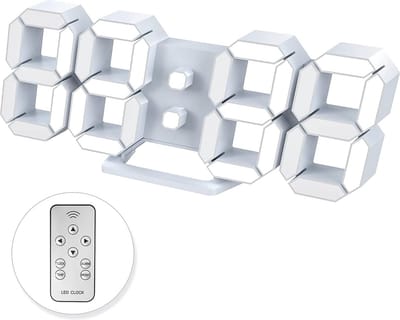 3D Digitale Wandklok Met Snooze Functie - Dimbare LED Tijd & Temperatuur Display