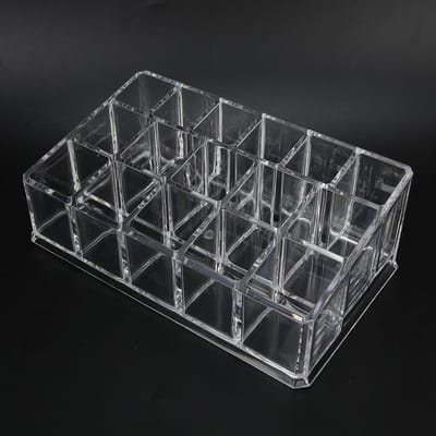 Boîte de Rangement Organisateur Support de Rangement Acrylique Transparent 16 Grilles pour Vernis à Ongles Rouge à Lèvres gray