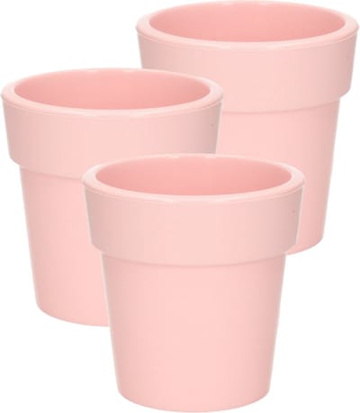 Hega Hogar Plantenpot - Set van 3x stuks - lichtroze - kunststof - 25 x 25 cm - binnen/buiten