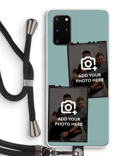 Gepersonaliseerd - Case Company® - Hoesje met koord geschikt voor Samsung Galaxy S20 Plus hoesje met Koord - Polaroid Zwart - Telefoonhoesje met Zwart Koord - Bescherming aan alle Kanten en Over de Schermrand