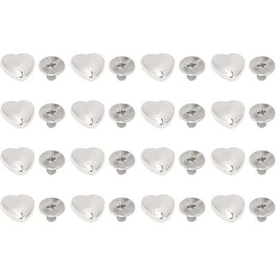 20 Stuks Hartklinknagels 10mm Metalen Decoratieve Hartvormige Klinknagels met PH-schroeven voor Leerprojecten zilver