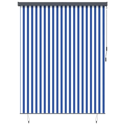 vidaXL - Rolgordijn - Blauw - en - Wit - 200 - x - 250 - cm - Stof - en - Aluminium