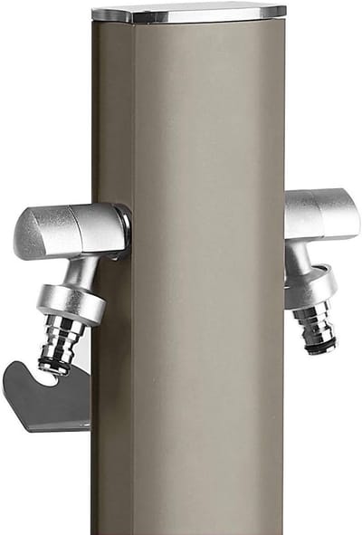 Waterkolom Grijs Aluminium 120 cm met Twee Kranen - Krasbestendig Design voor Tuin en Terras