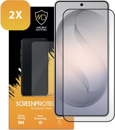 2-Pack MobyDefend Screenprotectors - Geschikt voor Samsung Galaxy S26 Ultra - Screensavers Met Zwarte Randen - Gehard Glas