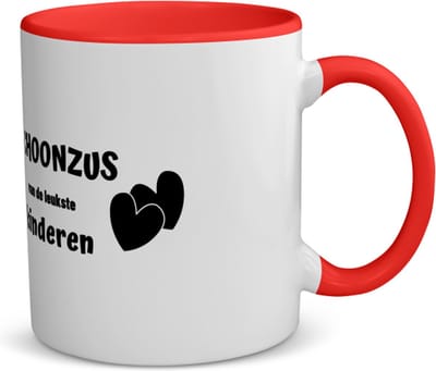 Akyol - schoonzus van de leukste kinderen koffiemok - theemok - rood - Zus - de leukste schoonzus - verjaardag - cadeautje voor zus - kado - geschenk - 350 ML inhoud