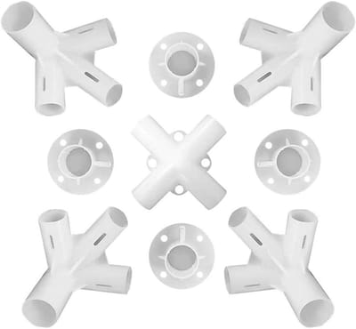 Gazebo Connector - PVC Koppelstuk 4-Weg - Vervangende Onderdelen Geschikt voor 3x3 m Luifel Tent - Set van Voeten - 25/19mm Diameter