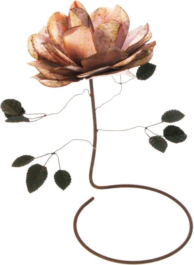 Bloem roze, metaal 23x14x25cm, Meander, sierlijk, apart