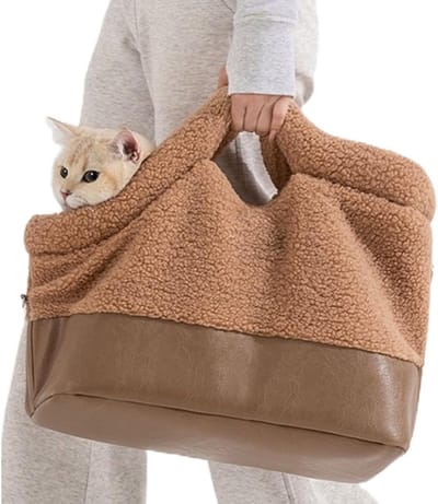 Kattentransportbox - Reismand Puppy - Veilig Vervoeren - Zachte Voering - 40 x 22 x 33 cm - Bruin
