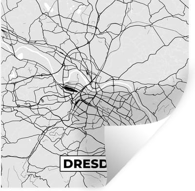 Muurstickers - Sticker Folie - Dresden - Kaart - Stadskaart - Plattegrond - Duitsland - 100x100 cm - Plakfolie - Muurstickers Kinderkamer - Zelfklevend Behang XXL - Zelfklevend behangpapier - Stickerfolie