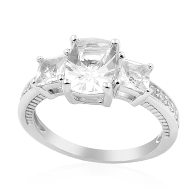 Cavill - Zilveren Danburiet Ring - 925 Sterling Zilver - Mexicaanse Danburiet 2,07 ct - Antiek en Prinses Geslepen - Elegante Damesring met Zirkonia