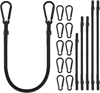 Fiets sleeptouw - Zwart - Set van 6 - Elastische Koorden met Karabijnhaken - Voor Kamperen en Tuinluifels