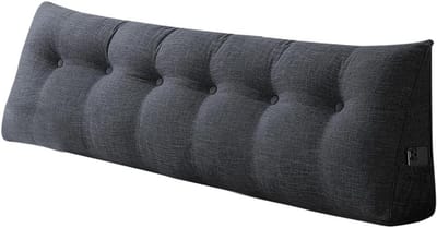 Leeskussen Driehoekig - Bankkussen Rugsteun - Comfortabel Lezen - Afneembare Hoes - 180 x 50 cm - Diepgrijs