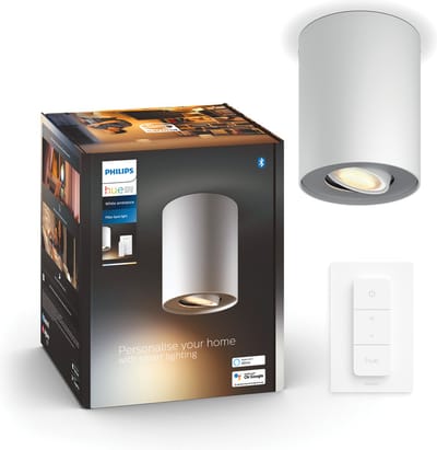 Philips Hue Pillar opbouwspot - warm- tot koelwit licht - 1-spot - wit - 1 dimmer switch - GU10
