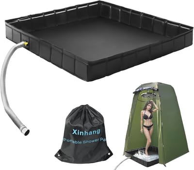 Opvouwbare Draagbare Douchebasis voor Camping en Buitenactiviteiten - 104 x 104 x 12,7 cm Met Afvoerpijp en Opbergtas