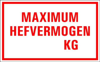 Maximum hefvermogen kg tekstbord - kunststof 400 x 250 mm
