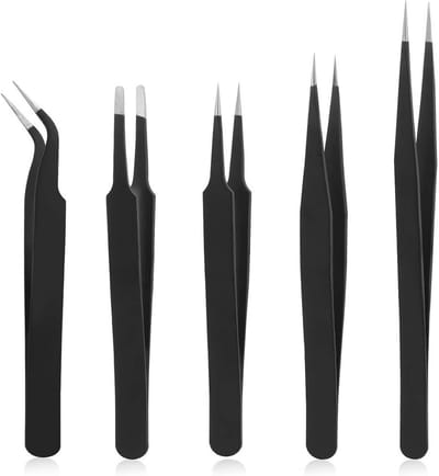 Precisie Pincet Set 5 Stuks Gebogen Punt voor Elektronica Reparatie en Hobby