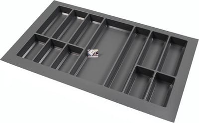 Kunststof Bestekbak Classic Serie Antraciet, Breedte 88-80 cm - Diepte 54-47 - Breedte en diepte op maat te maken - Besteklade, Bestekhouder, Bestekbakken op maat