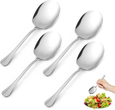 Set van 4 RVS Opscheplepels - Grote Serveerlepels 25 cm voor Buffet en Maaltijden