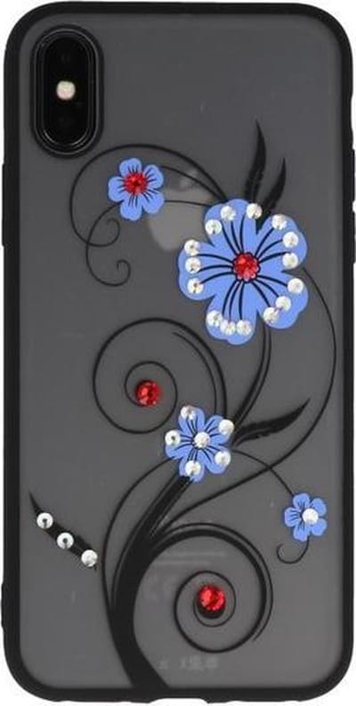 Blauw Lelie TPU backcase cover Hoesje met Diamant voor Apple iPhone X
