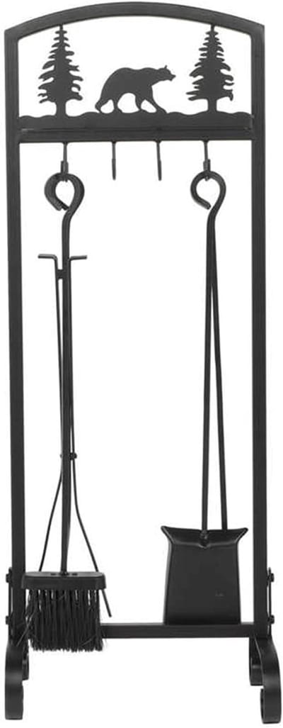 Haardgereedschapset - Vuurkorf Accessoires - Schoonmaken Haard - Massief Staal - 82 cm Hoogte - Zwart
