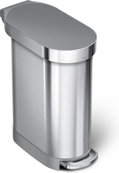 Thuys – Luxe Pedaalemmer – Ruimtebesparend – Voor Keuken – Vuilnisemmer met Afvalscheidingssysteem – Sluitende Deksel – 45L – Zilver