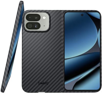 NEKIT Fiber Hoesje Geschikt voor Google Pixel 10 Pro Fold - Compatibel met MagSafe en Qi2 - High-Tech Kevlar - PixelSnap Back Cover Ultra Dun - Grijs/Zwart
