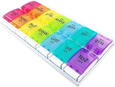 Handige Weekdoos voor Medicijnen, Makkelijk te Openen, Reisvriendelijk, Perfect voor Vitaminen en Supplementen, Dubbele Rij met Lade