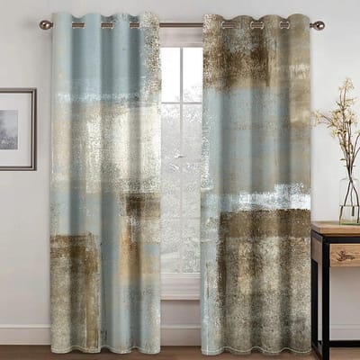 Goedkope Moderne Persoonlijkheid Curve Dubbele Kleurendruk Gordijn Woonkamer Slaapkamer Huisdecoratie Volwassen Decoratief 2 Stuks W60xH100(CM)x2pcs&Rod Pocket