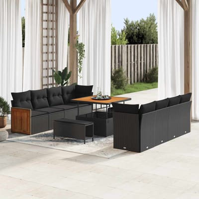vidaXL - Tuinbank - Set - 11 - st - 11-Aantal - zitplaatsen - Zwart