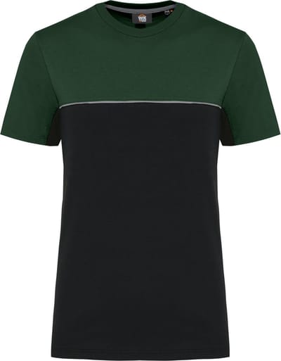 WK. Designed To Work Ecologisch tweekleurig uniseks T-shirt met korte mouwen WK304 - Black / Forest Green - 3XL