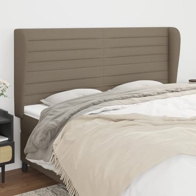 vidaXL - Hoofdbord - met - randen - 183x23x118/128 - cm - stof - taupe