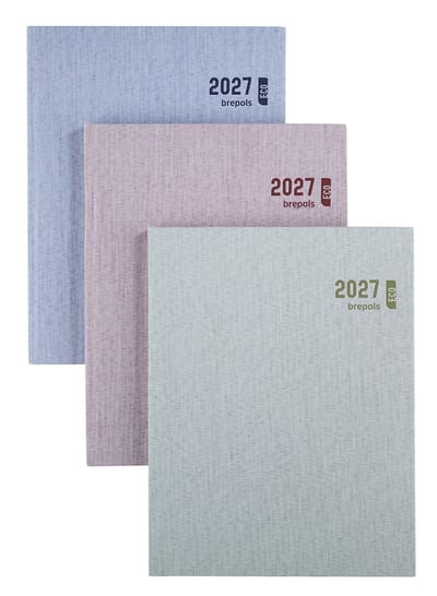 Brepols bureau agenda 2027 - TIMING [0.136] - TOILE OCEAN - Bureau agenda - 1 week op 2 pagina's - Weekoverzicht - Blauw - 17.1 x 22 cm