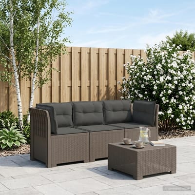 vidaXL - 3-Zits - Tu - bank - met - Kussens - Rattan - Look - PP - Lichtgrijs