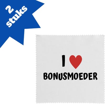 Akyol - i love bonusmoeder brillendoekjes - Moeder - de liefste bonusmoeder - moeder cadeautjes - moederdag - verjaardag - geschenk - kado - 17,8 bij 17,8 cm - 2 stuks