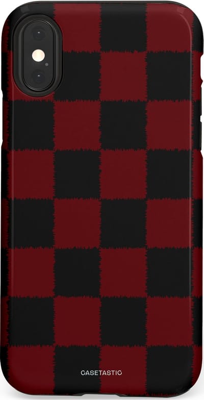Casetastic hoesje geschikt voor Apple iPhone X / Apple iPhone XS - Dubbellaagse bescherming - De Houthakker - Fashion Case - Zwart Bordeaux
